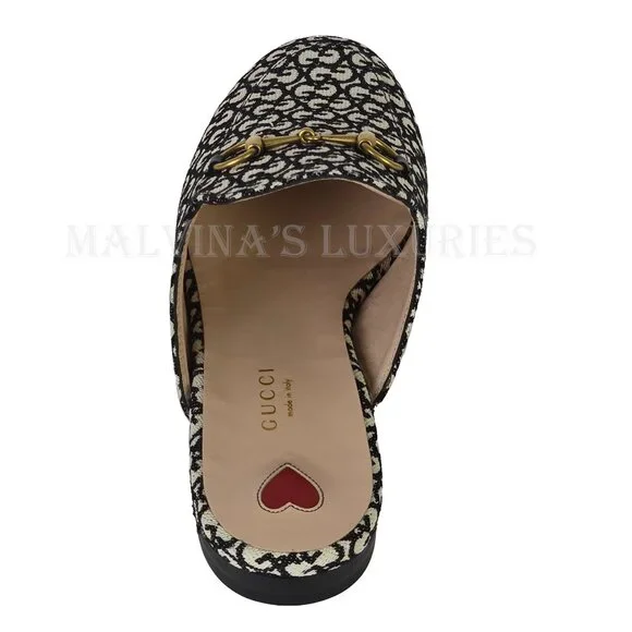 GUCCI SHOES PRINCETOWN HORSEBIT GG JACQUARD SLIPPERS LOAFER MULE sz 39 9 - Picture 5 of 16